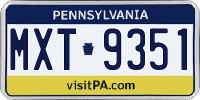 PA license plate MXT9351