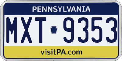 PA license plate MXT9353