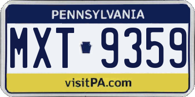 PA license plate MXT9359