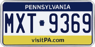 PA license plate MXT9369