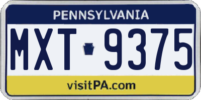 PA license plate MXT9375