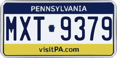 PA license plate MXT9379