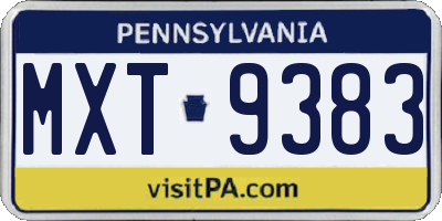 PA license plate MXT9383