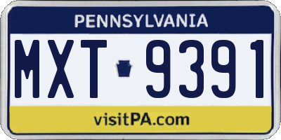PA license plate MXT9391