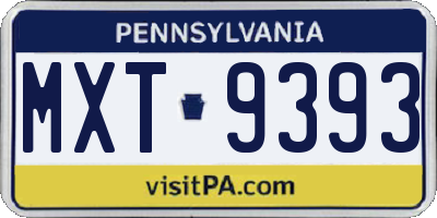PA license plate MXT9393