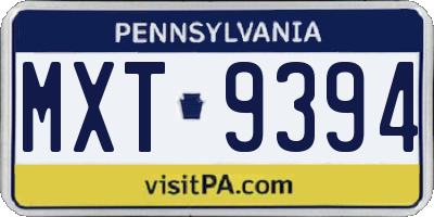 PA license plate MXT9394