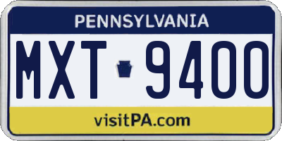 PA license plate MXT9400
