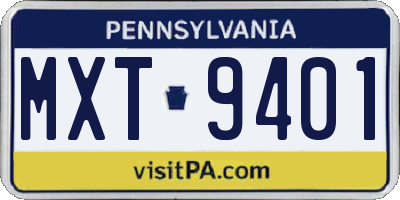 PA license plate MXT9401