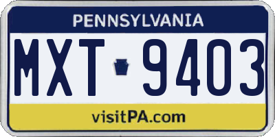 PA license plate MXT9403