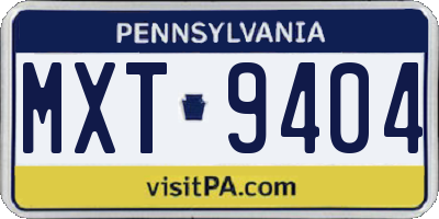 PA license plate MXT9404