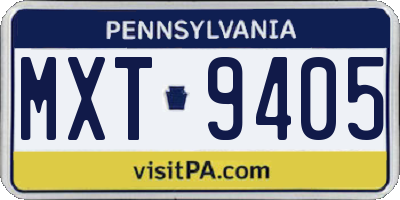 PA license plate MXT9405