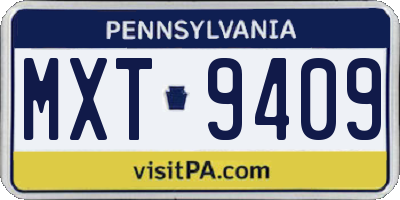 PA license plate MXT9409