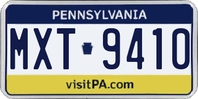 PA license plate MXT9410