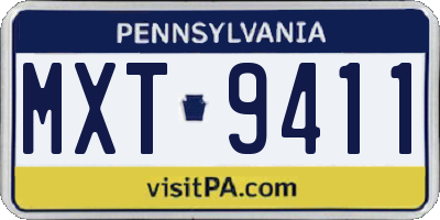 PA license plate MXT9411
