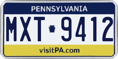 PA license plate MXT9412