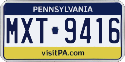 PA license plate MXT9416