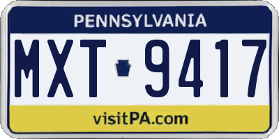 PA license plate MXT9417