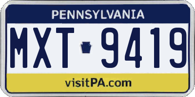 PA license plate MXT9419