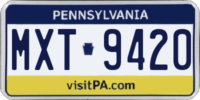 PA license plate MXT9420