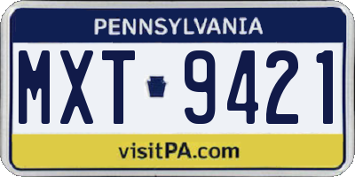 PA license plate MXT9421