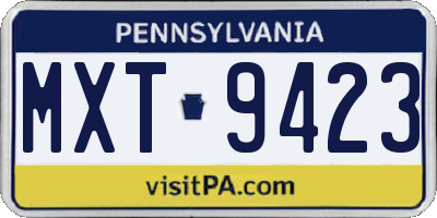 PA license plate MXT9423