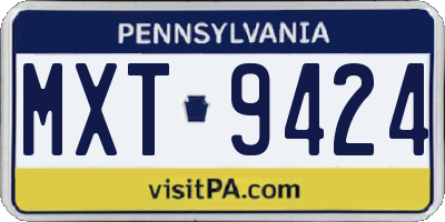 PA license plate MXT9424