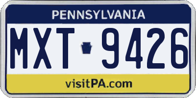 PA license plate MXT9426