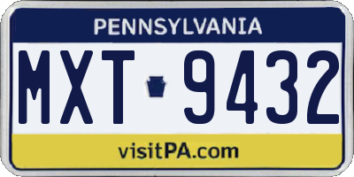 PA license plate MXT9432