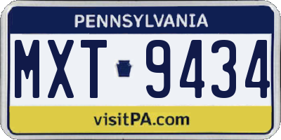 PA license plate MXT9434