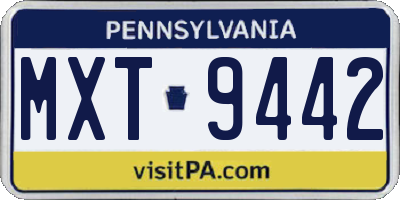 PA license plate MXT9442