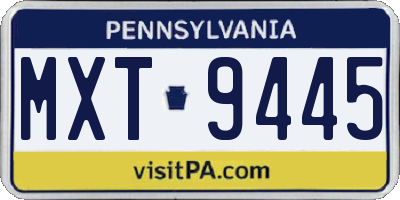 PA license plate MXT9445
