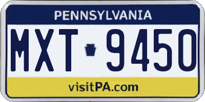 PA license plate MXT9450