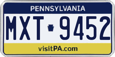 PA license plate MXT9452
