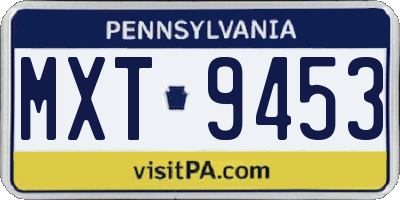 PA license plate MXT9453