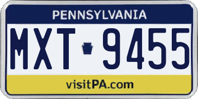 PA license plate MXT9455