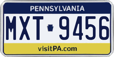 PA license plate MXT9456