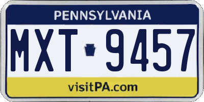 PA license plate MXT9457