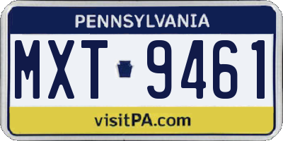 PA license plate MXT9461