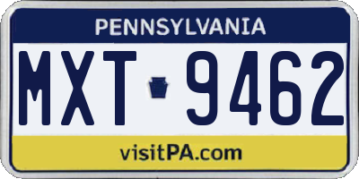 PA license plate MXT9462