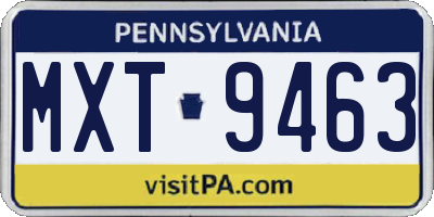 PA license plate MXT9463