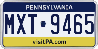 PA license plate MXT9465