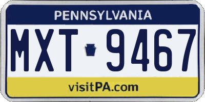 PA license plate MXT9467