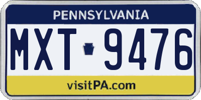 PA license plate MXT9476