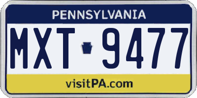 PA license plate MXT9477