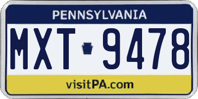 PA license plate MXT9478
