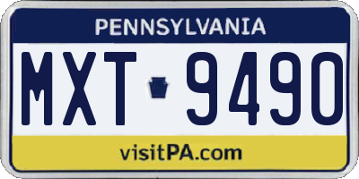 PA license plate MXT9490