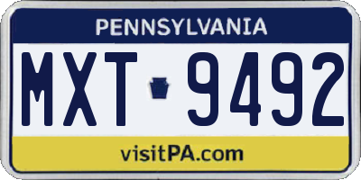PA license plate MXT9492
