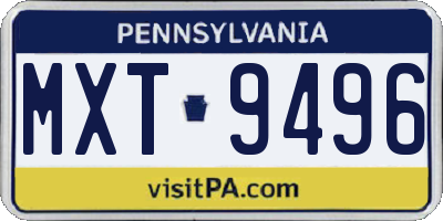 PA license plate MXT9496