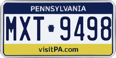 PA license plate MXT9498
