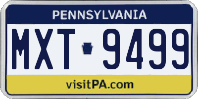 PA license plate MXT9499